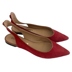 Audrey Brooke Red Slingback Point Toe Flats Size 6.5